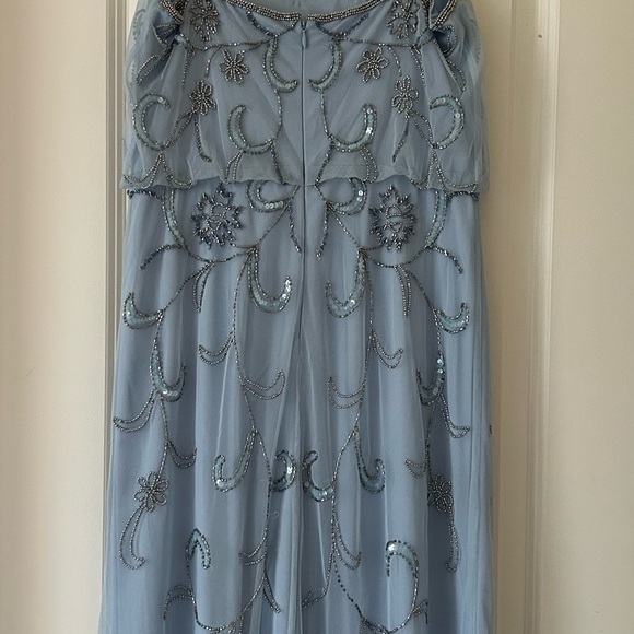 Adrianna Papell Blouson Light Blue Embellished Gown Size 6 - Picture 9 of 11